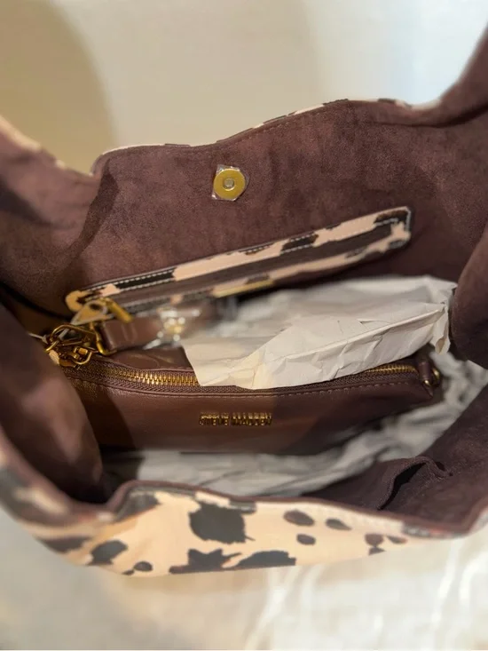 STEVE MADDEN HOBO SLOUCH SHOULDER BAG WESTERN COW  / ANIMAL PRINT TOTE NEW - Picture 11 of 13